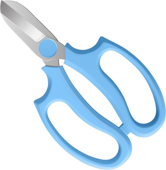 Flower Scissors, Strong Floral Shears, Premium Steel Garden Pruning Shears Floral Fruits Leaf Scissors Hand Pruner Snip Trimming Tool for Gardening Flower Arrangement, Light Blue