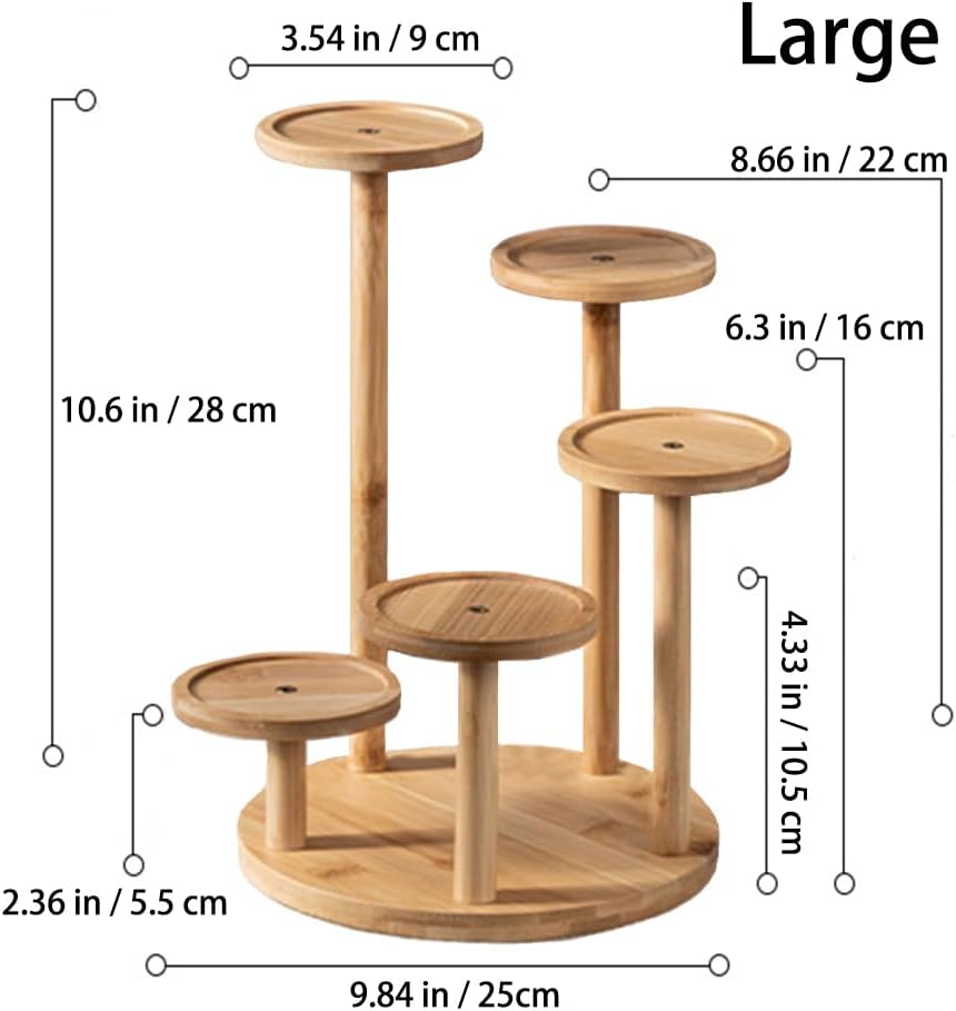 5 Tiered Desk Plant Stand Round Bamboo Plant Shelf Tabletop Succulent Herb Stand Desktop Plant Stand Indoor Plant Rack for in Living Room Office Decoration - Large
