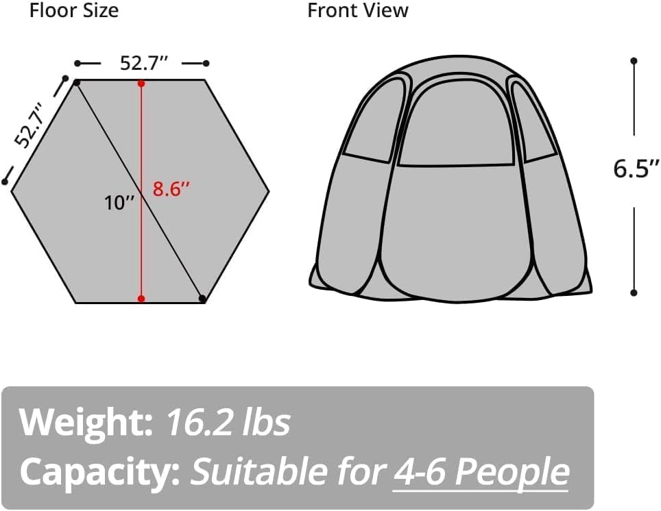 Alvantor Screen House Gazebo, 6-10-15 Person Pop Up Igloo Screened Canopy Tent with Mosquito Netting Sides, Instant UV Resistant Sun Shelter for Garden, Patio, Backyard