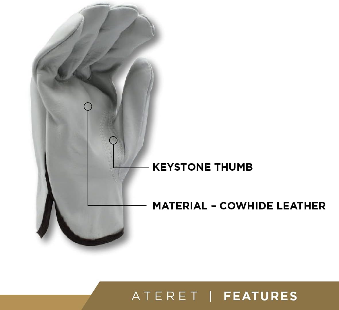 ATERET 24 Pairs Medium Heavy Duty Durable Cowhide Leather Work Gloves I Driver Gloves for Truck Driving, Warehouse, Gardening, Farming