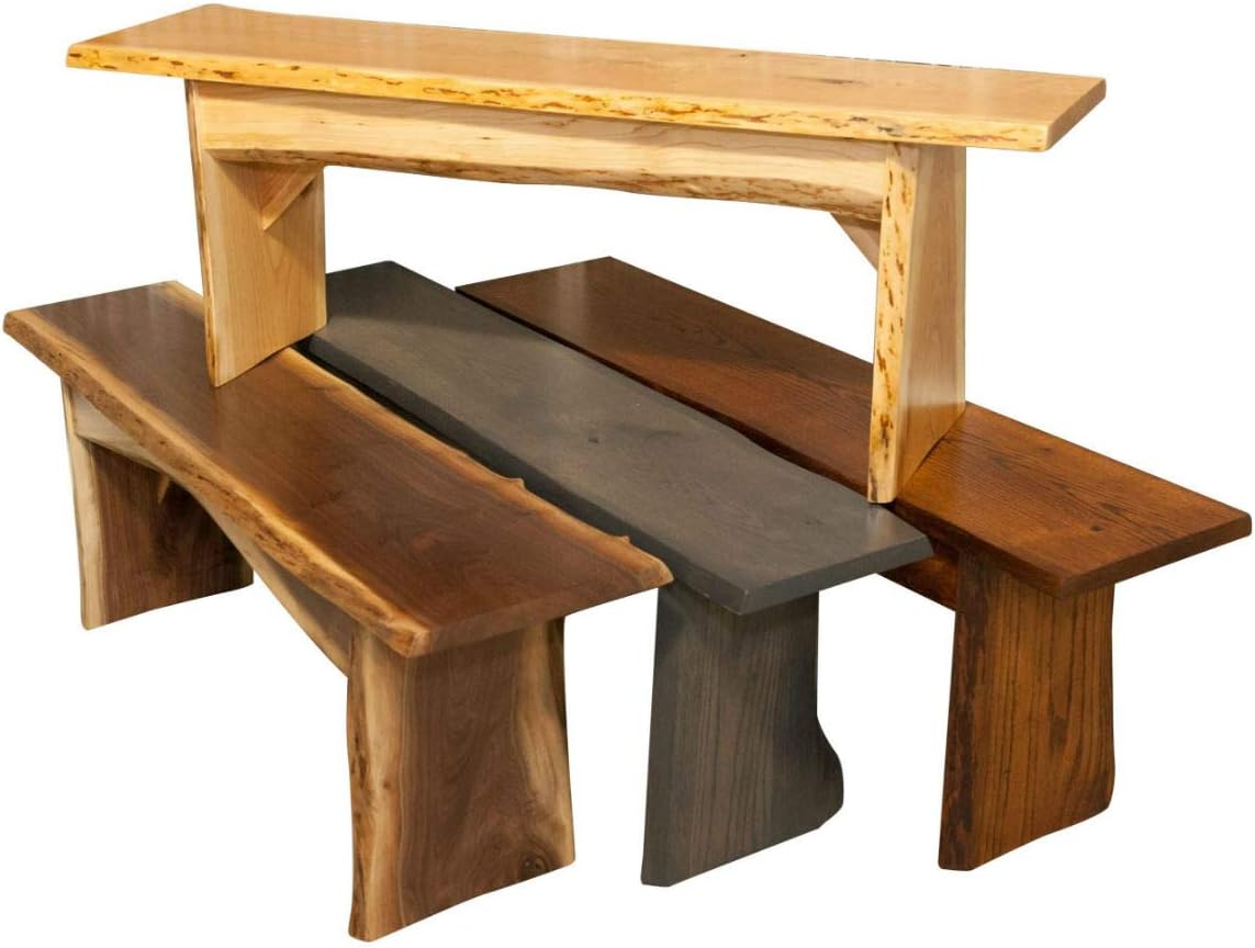 Rustic Red Door Co. Live Edge Wooden Bench - Solid Wood Dining Bench Furniture - Natural Edge Wooden Slab Bench (5' Long, Cherry Wood with Clear Coat)