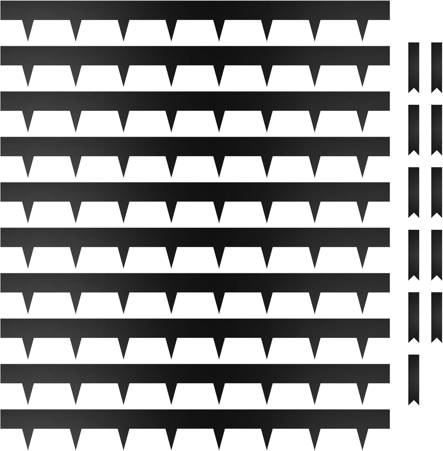 KOL Galvanized Steel Flexible Garden Lawn Edging, 10-Pack Black Metal Landscape Edging Strips - Heavy Duty Hammer-in Border with 11 Clips - 16-Gauge - 40" L x 4.5" H (33FT Total Length)