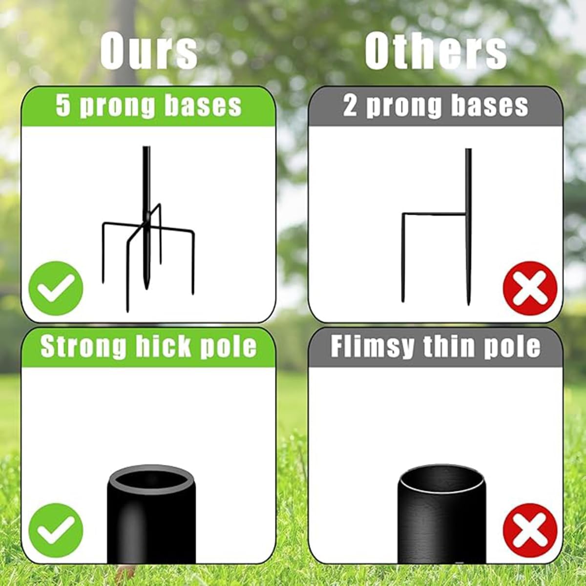 CMASTER Shepherd Hook for Outdoor, 1 Pack 61 Inch Bird Feeder Pole with 5 Prong Base Heavy Duty Adjustable Garden Hook for Hanging Plant, Hummingbird Feeder, Lantern(61 Inch)