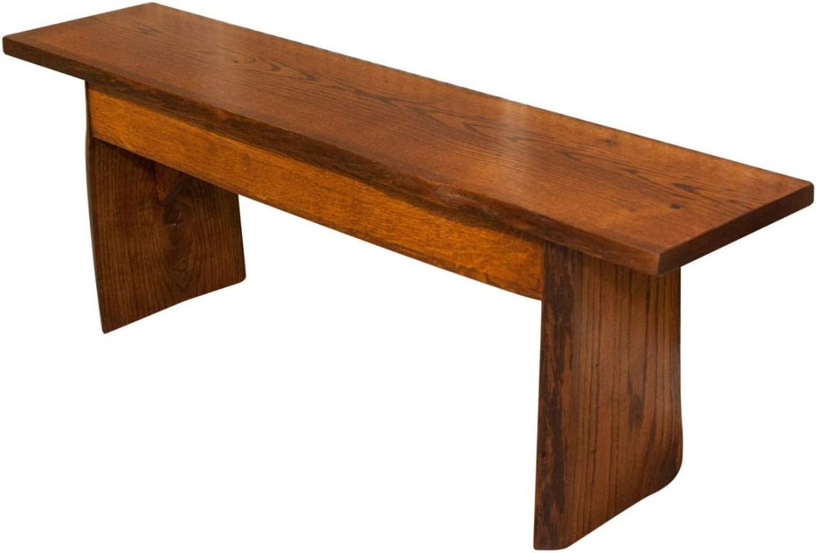 Rustic Red Door Co. Live Edge Wooden Bench - Solid Wood Dining Bench Furniture - Natural Edge Wooden Slab Bench (5' Long, Oak Wood with Michaels Stain)