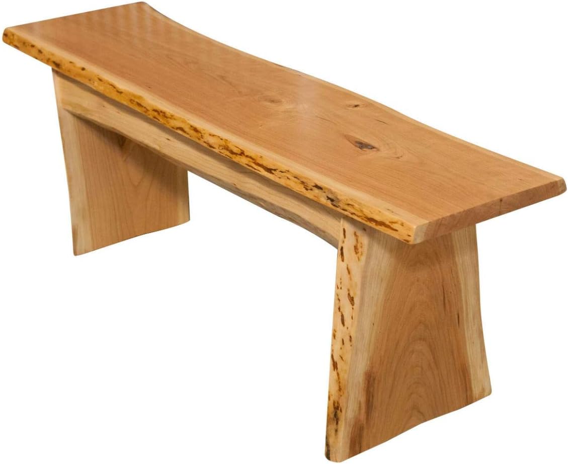 Rustic Red Door Co. Live Edge Wooden Bench - Solid Wood Dining Bench Furniture - Natural Edge Wooden Slab Bench (5' Long, Cherry Wood with Clear Coat)