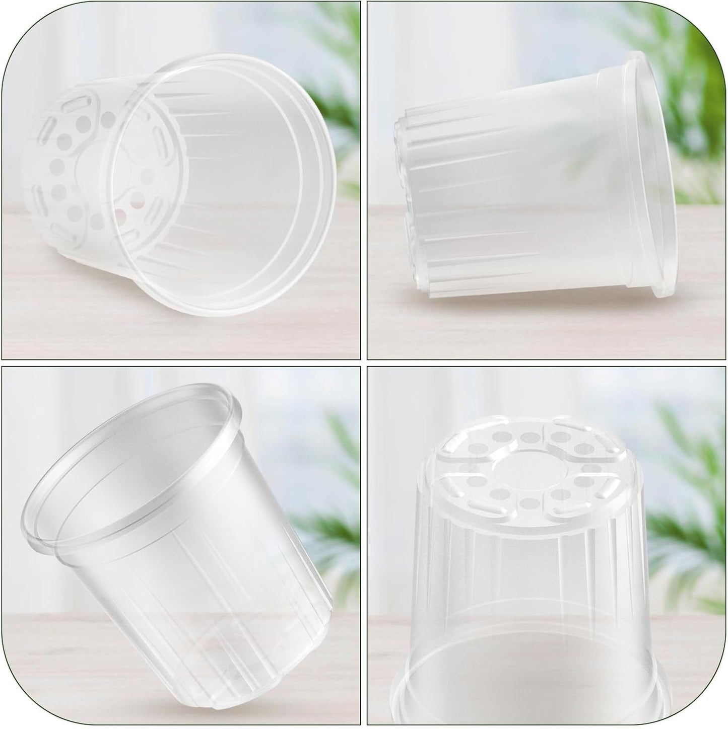 1 Gallon Reinforced Clear Nursery Pots with Drainage Hole, 30 Packs, 6.7 Inch Transparent Pots for Seedlings, Indoor/Outdoor Plants, Veggies, Flowers, and Professional Nursery Use