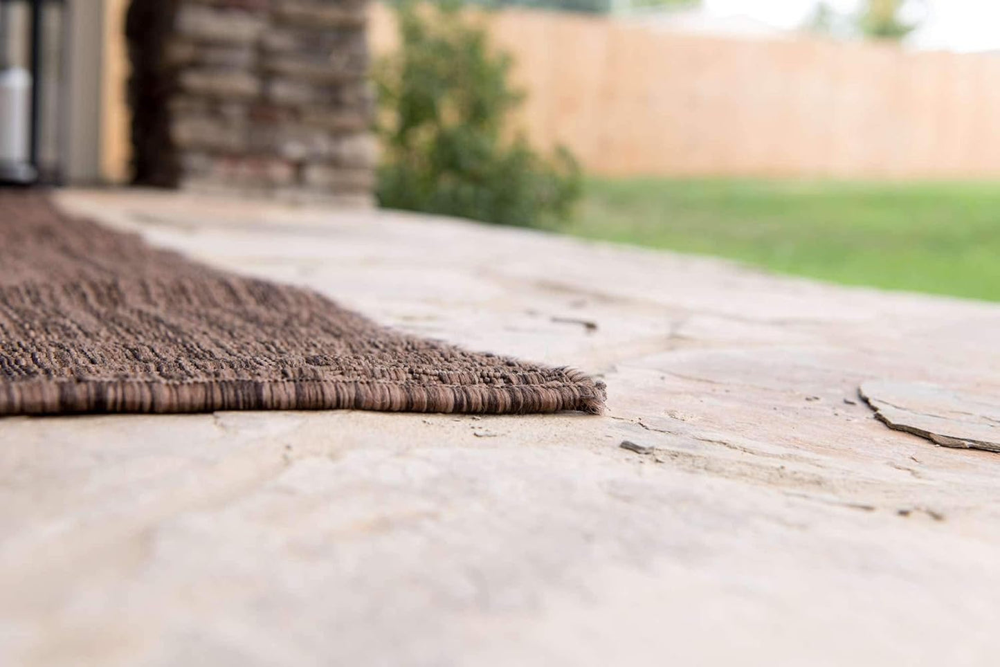 Unique Loom Collection Casual Transitional Solid Heathered Indoor/Outdoor Flatweave Area Rug (5' 3" x 8' Rectangle, Light Brown/Ivory)