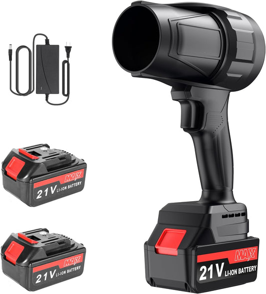 Leaf Blower Cordless with Battery and Charger, Powerful Handheld Air Blower with 2 X 4000mAh Batteries, Turbo Jet Blowers for Lawn Care, Patio Cleaning, Car Drying, Leaves, Dust, Snow