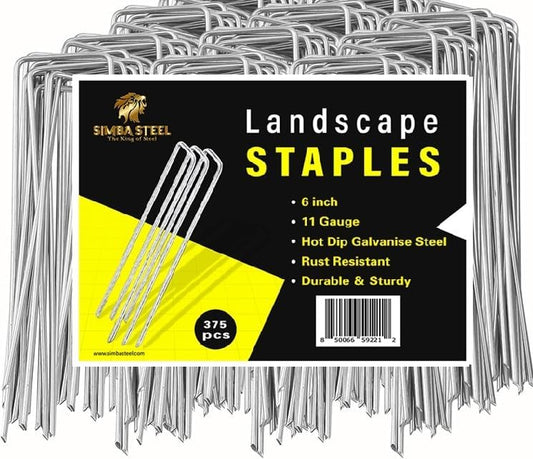 600 Pack x 6 Inch Landscape Staples Galvanised, Fabric Pins, 11 Gauge, Garden Staples, Tent Stakes, Fabric Pins for Lawn, Fence, Tent, Decoration, Weed Barrier, Outdoor. (600 x 6in)
