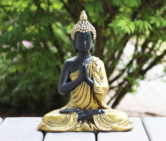 Seraphic Large Golden Meditation Buddha Statue for Indoor, Outdoor, and Home Decor, Gold, 13" Tall