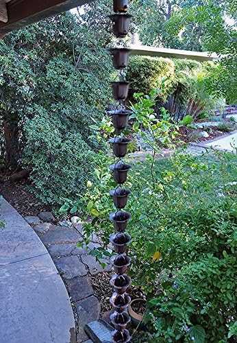 Nutshell Stores Flower Cups Rain Chain - Bronze - 10 Feet
