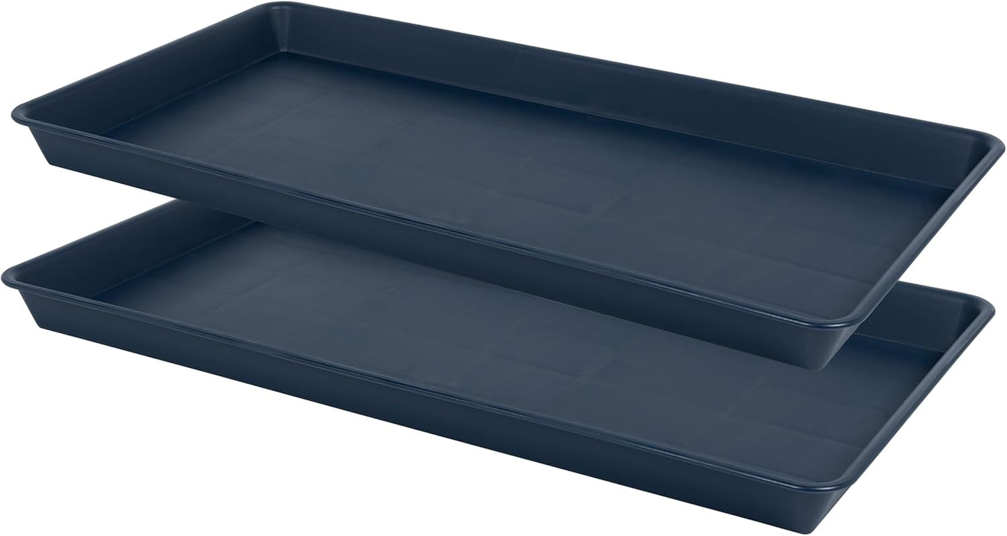 2 Pack Plant Growing Nursery 1020 Trays, Plant Saucer Tray, Heavy Sturdy Seed Starting Trays, Plant Starter Trays for Indoors No Holes, Seed Starter Growing Tray (22"x11.2", Blue)