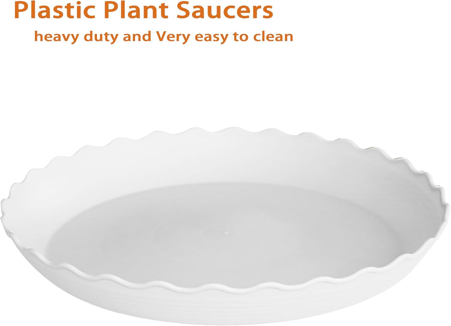 6 Pack Plant Saucer 8 inch, Heavy Duty Plastic Plant Water Tray, Planter Saucers, Flower Pot Tray Water Trays for Plant Pots (White)