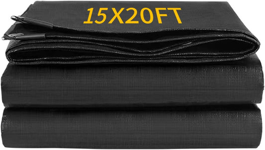 15X20FT Reinforced PE Pond Liner, 28Mil Thickness Pond Liners for Outdoor Ponds, Hemmed Edge with Buttonholes Liners for KOI/Fish, Duck Pond and Waterscape.