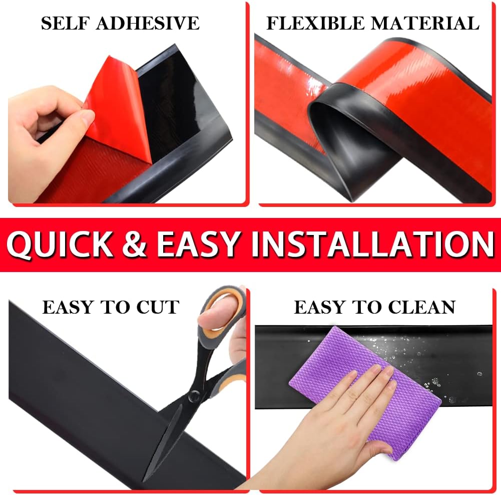 Vinyl Wall Base Baseboard Molding Trim 6" Flexible Self Adhesive Rubber Wall Base Moulding Trim Peel and Stick Design, 6 Inch x 20 Feet, Black