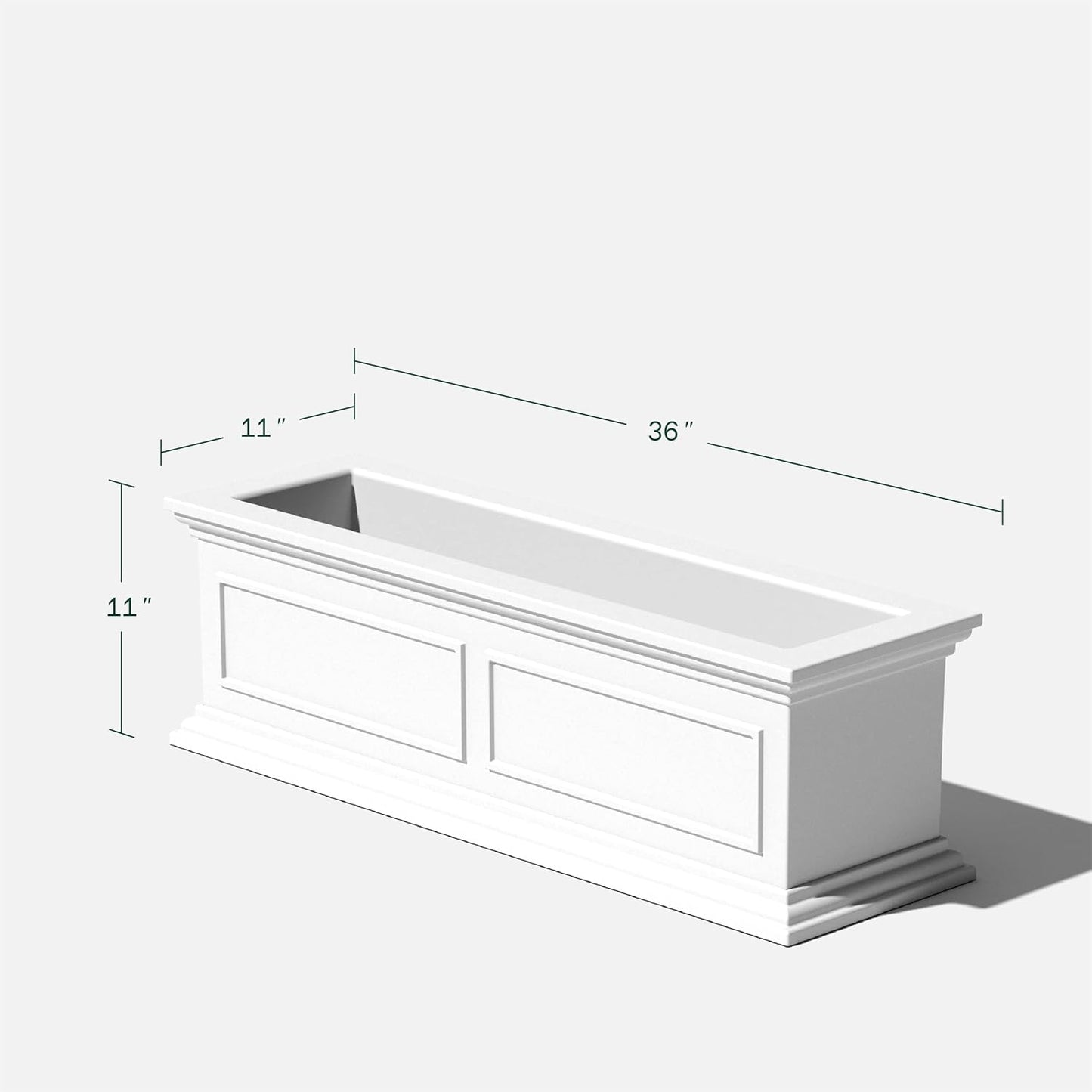 Veradek Brixton Window Box Plastic Planter - Large Rectangular Planter for Outdoor Balcony/Windowsill | Crack-Resistant All-Weather | Classic Estate Design for Flowers, Herbs, Succulents