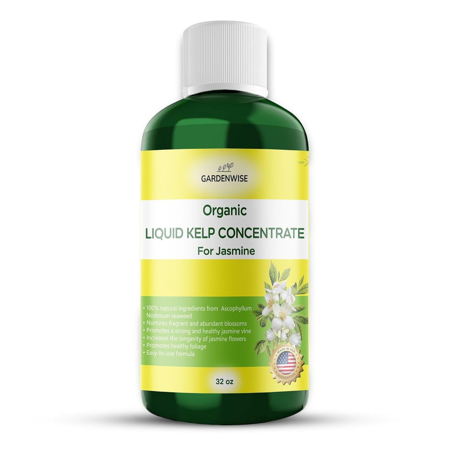 Organic Premium Kelp Seaweed Fertilizer for Jasmin - Liquid Fertilizer - Liquid Plant Food - Nutrient-Rich Soil Enhancer - Natural Plant Food for Jasmin (32 OZ)