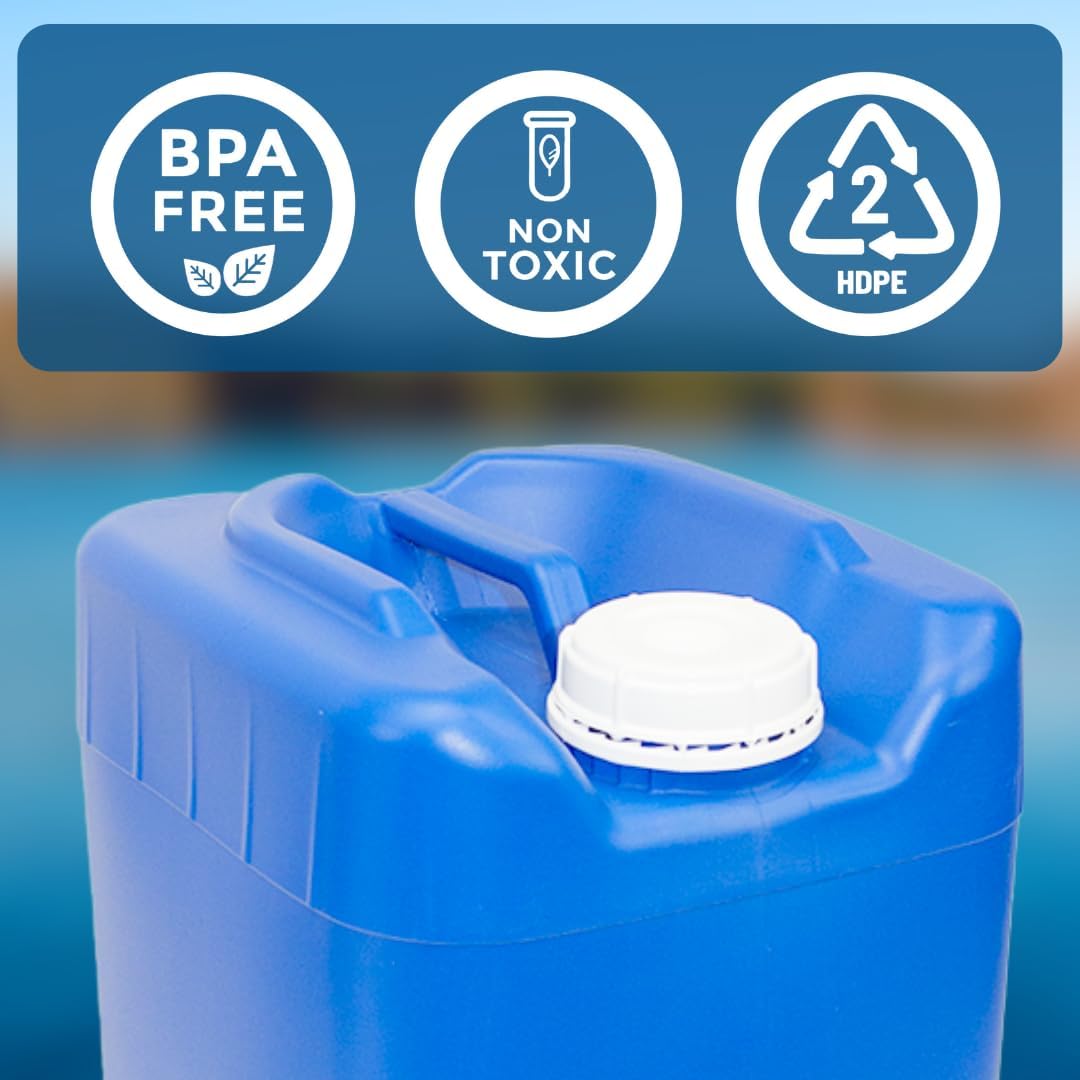5-Gallon Stackable Water Storage Containers, w/Lids + Spigot, Easy Fill, Survial Supply, Emergency Water Storage for Camping and Disaster Preparedness, RV, Camping, 20 Gallon