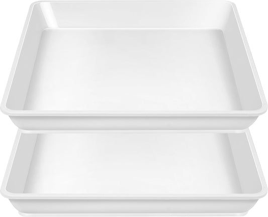 2 Pack Square Plant Saucer 18 Inch, Plastic Plant Saucer, Heavy Duty Plant Pot Saucers, Planters for Indoors and Outdoors Plants，Garden Large Deep Plant Trays for Pots.