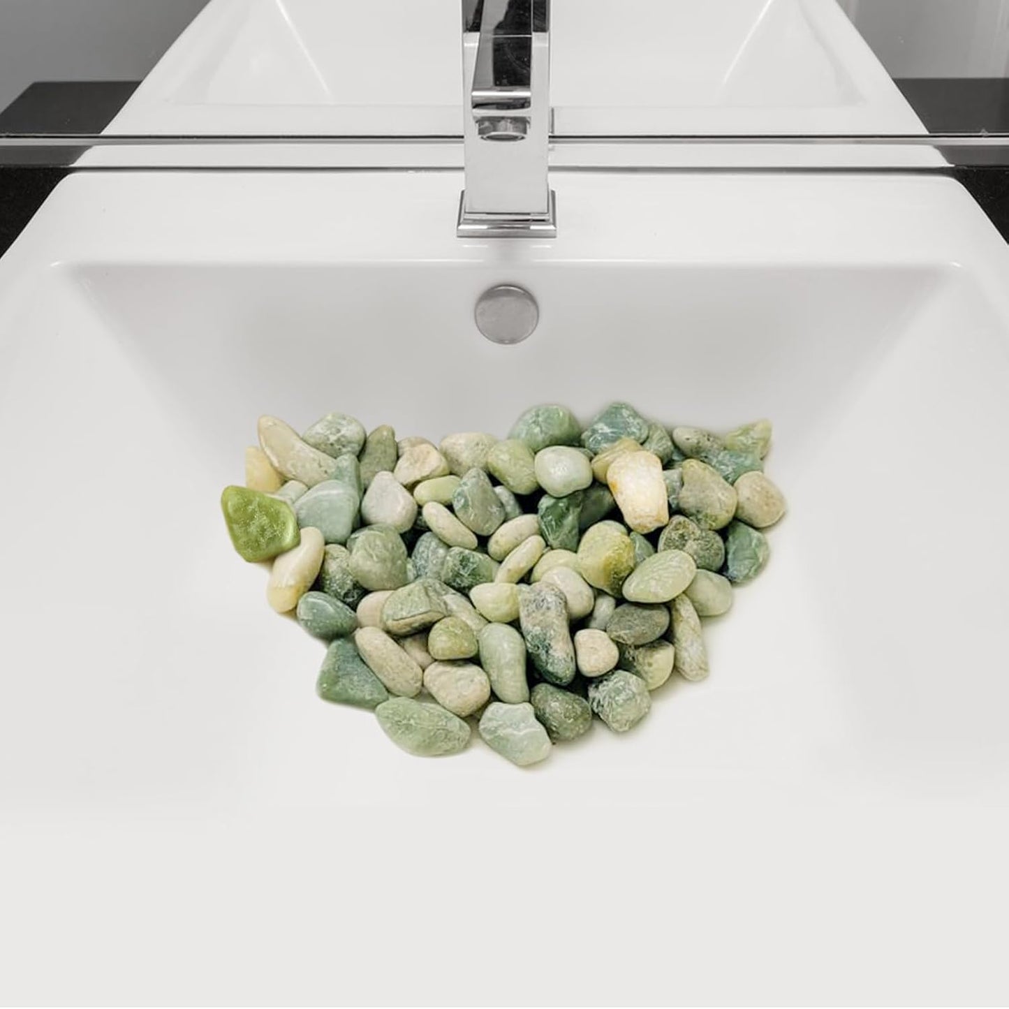 40 lbs Jade River Rocks for Landscaping, 2-3 Inch Large Polished Pebbles. Decorative Green Gravel Stones for Plants, Vases and Garden