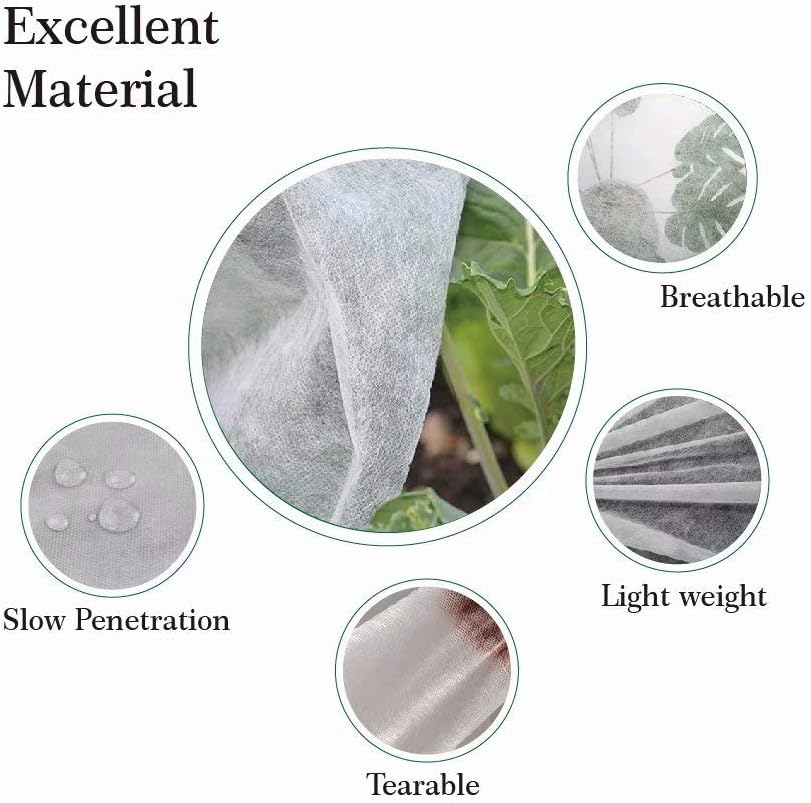 Agfabric Plant Covers Freeze Protection 72"x72" 1.5oz Plant Winter Cover Freeze Cloths for Plants Drawstring Bags Shrub Jacket Warm Blanket,White
