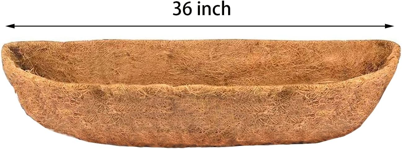 2 Pcs Garden Coconut Planter Liner - Preformed Window Box Natural Trough Coco Coir Mats (36 Inch)