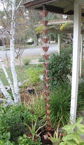 Nutshell Stores Medium Square Cups Rain Chain - Pre-Aged Copper - 17 Feet