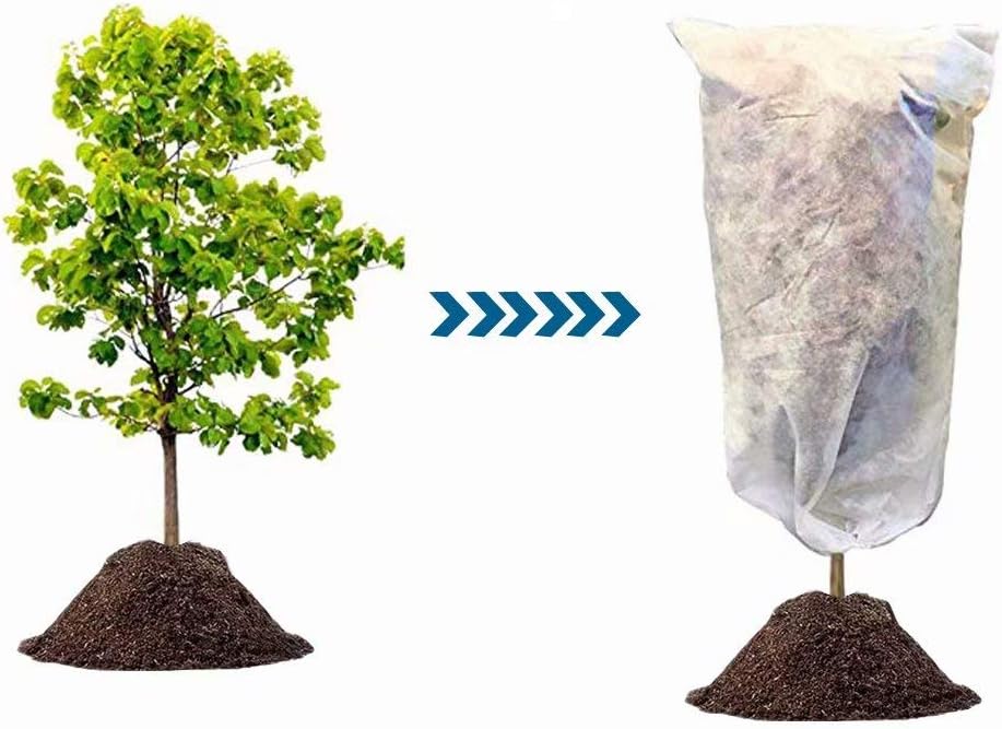 Agfabric Plant Covers Freeze Protection with Zipper 108"x108" 0.9oz Plant Frost Protection Covers Garden Plant Cover Drawstring Bags Winter Frost Pests Protection,White