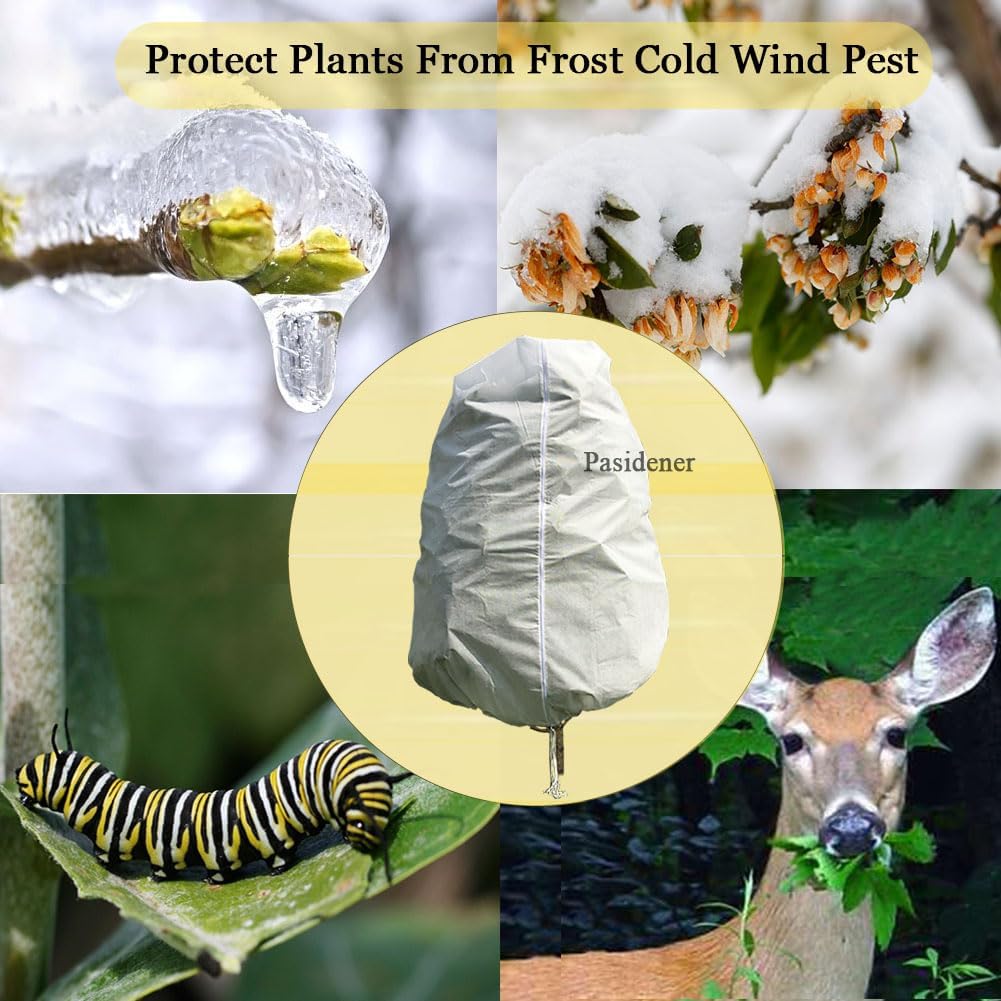 Plant Covers Freeze Protection 2 Packs 70" x60" 2.2oz Tree Covers Frost Plant Covers Freeze Cloth for Outdoor Plants with Zipper Drawstring