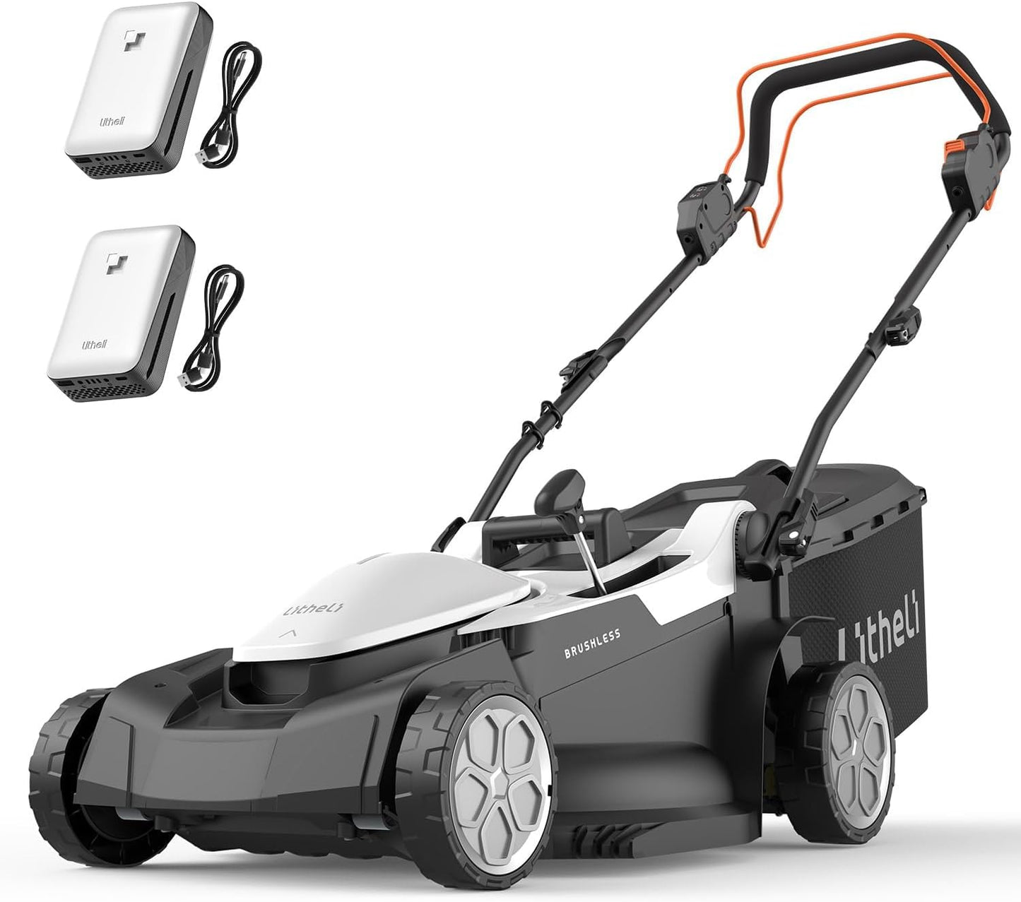 Litheli Lawn Mower 18" Electric Self Propelled for Garden Yards, Lightweight Cordless Lawn Mower Brushless with 6-Position Height Adjustment, 2 x 20V 4.0Ah Battery