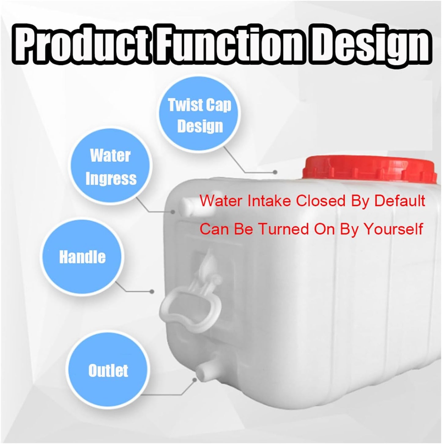 Water Container 50L 80L 110L 200L Heavy Duty Water Bucket Water Carrier, Portable Plastic Water Tank Water Storage for Camping Caravans Hiking Travel BBQ Travel Outdoor(Size:50L)