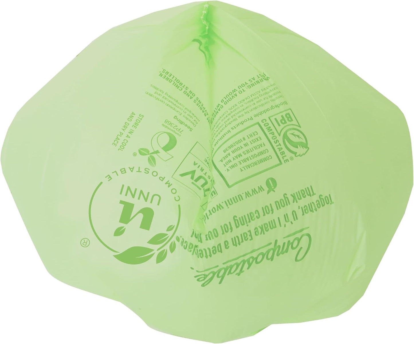 UNNI Compostable Trash Bags, 3 Gallon / 11.35 Liter, 100 Count, Extra Thick 0.71 Mil Small Kitchen Food Scrap Bin Liners, Certified by BPI, CMA & OK compost HOME, Meets the ASTM D6400 Standard