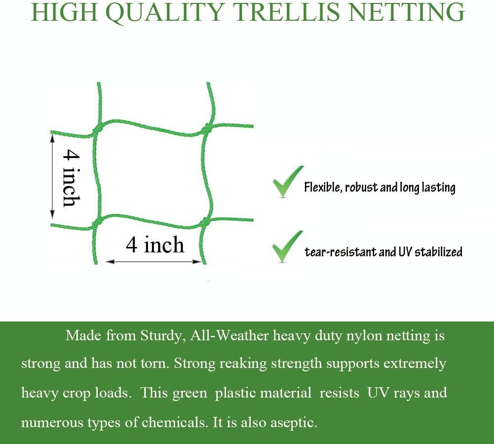 Trellis Netting for Climbing Plants - Heavy Duty Garden Trellis Netting for Cucumber, Vine, Fruits & Vegetables Tomato Plants Trellis Net, Climbing Vining Plants (1-Pack 16.4' x 6.6'Ft)