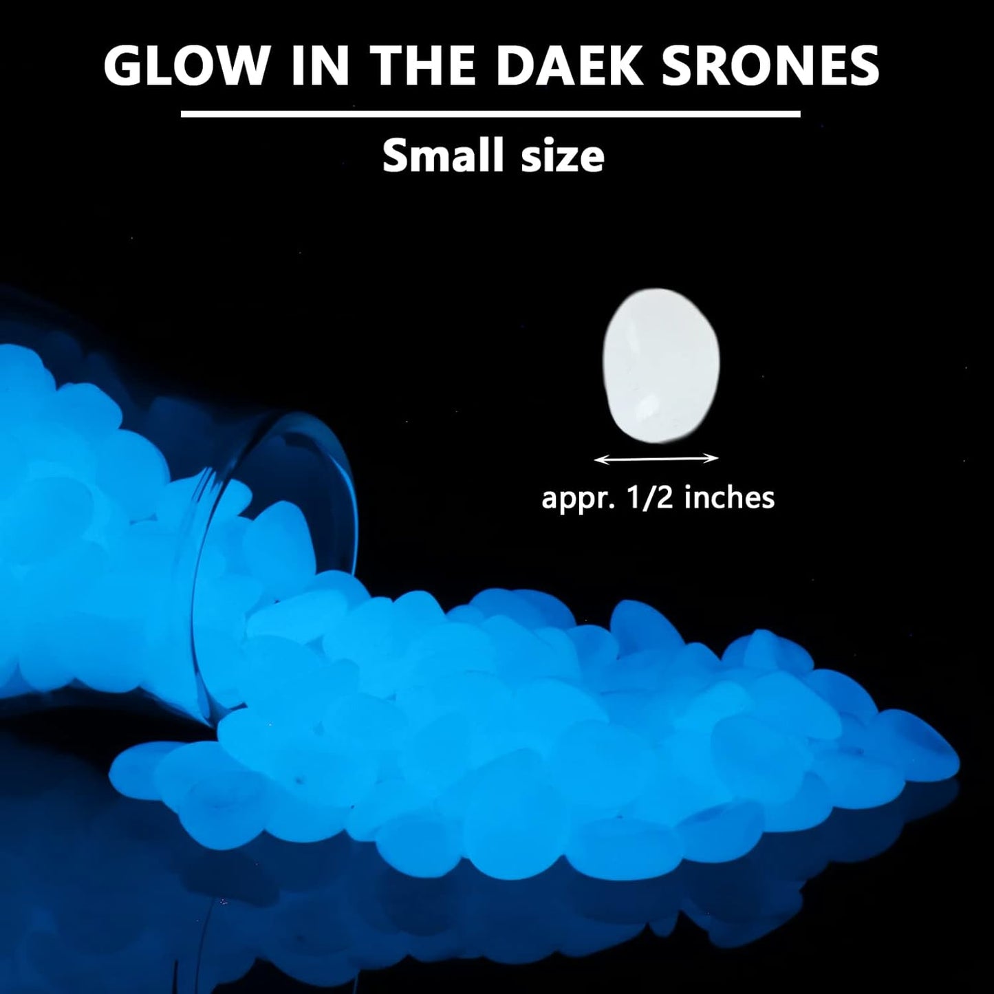 Glow in The Dark Rocks Outdoor Decorative Stones, 1000 PCS White Glows Blue Small Luminous Pebbles for Garden Walkway Fish Tank Aquarium Planter Vase Filler