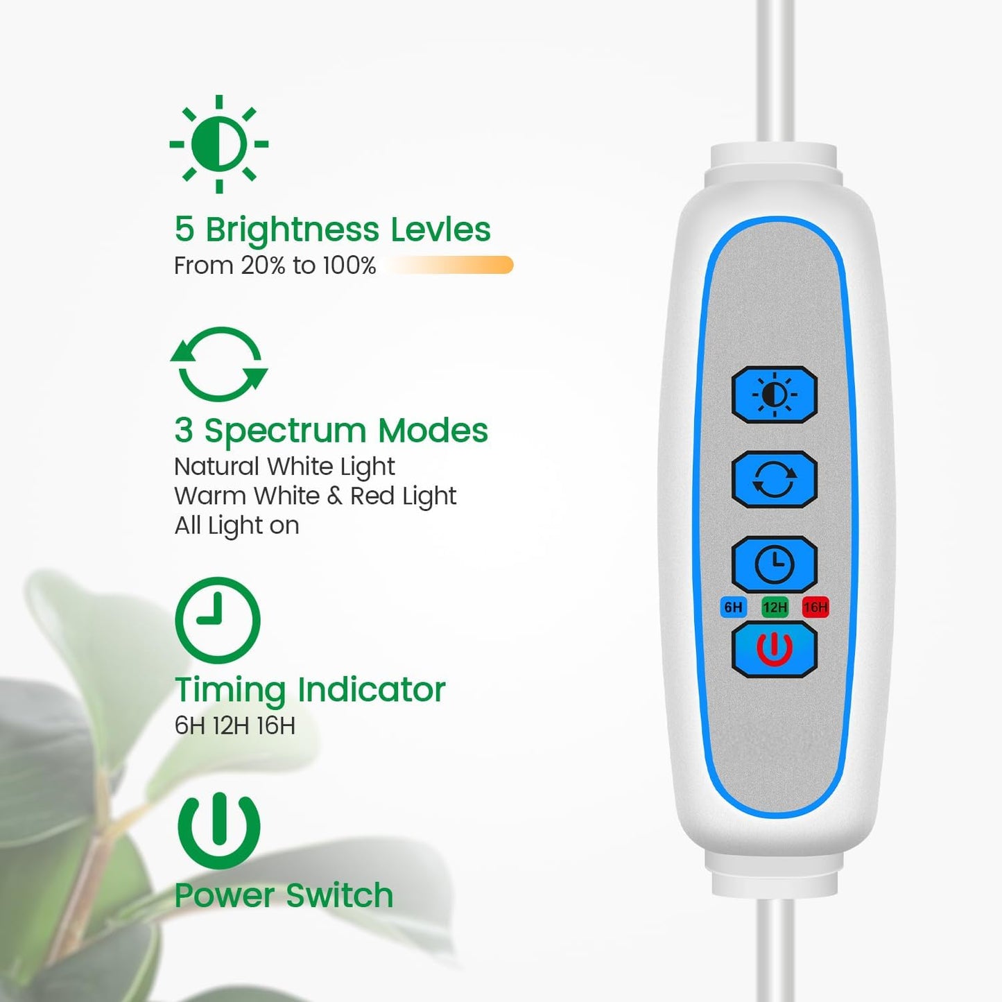 Garpsen Full Spectrum Grow Light, [2Pack]LED Plant Lights for Indoor Growing with 360° Gooseneck, 3 Colors Modes and 5 Dimmable Levels, 65'' Height Grow Lamp with 6/12/16H Timer, for Large Plant Light