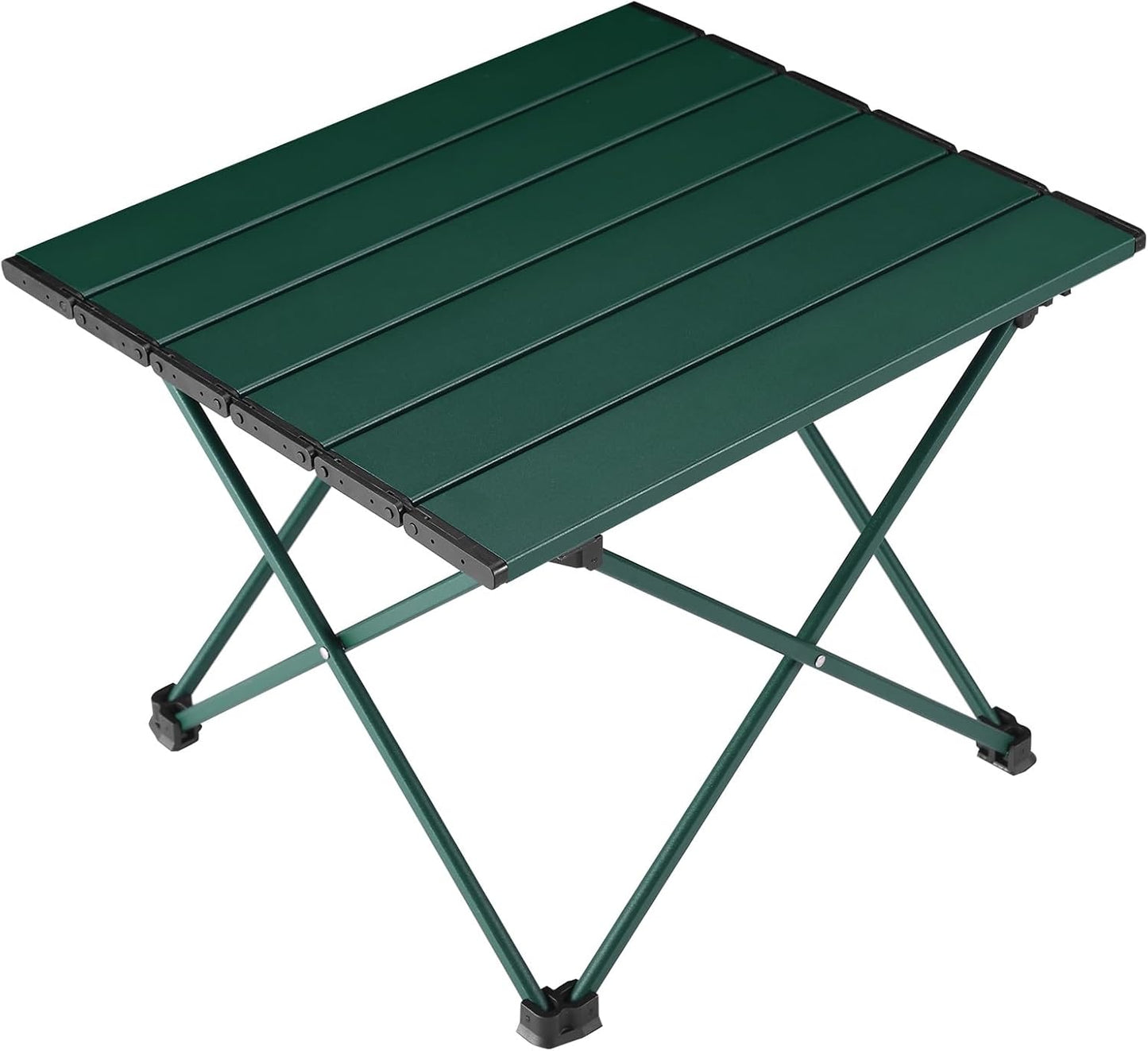 Tesouro Portable Camping Table,Folding Side Table Aluminum Top for Outdoor Cooking, Hiking, Travel, Picnic (Blackish Green-Medium)