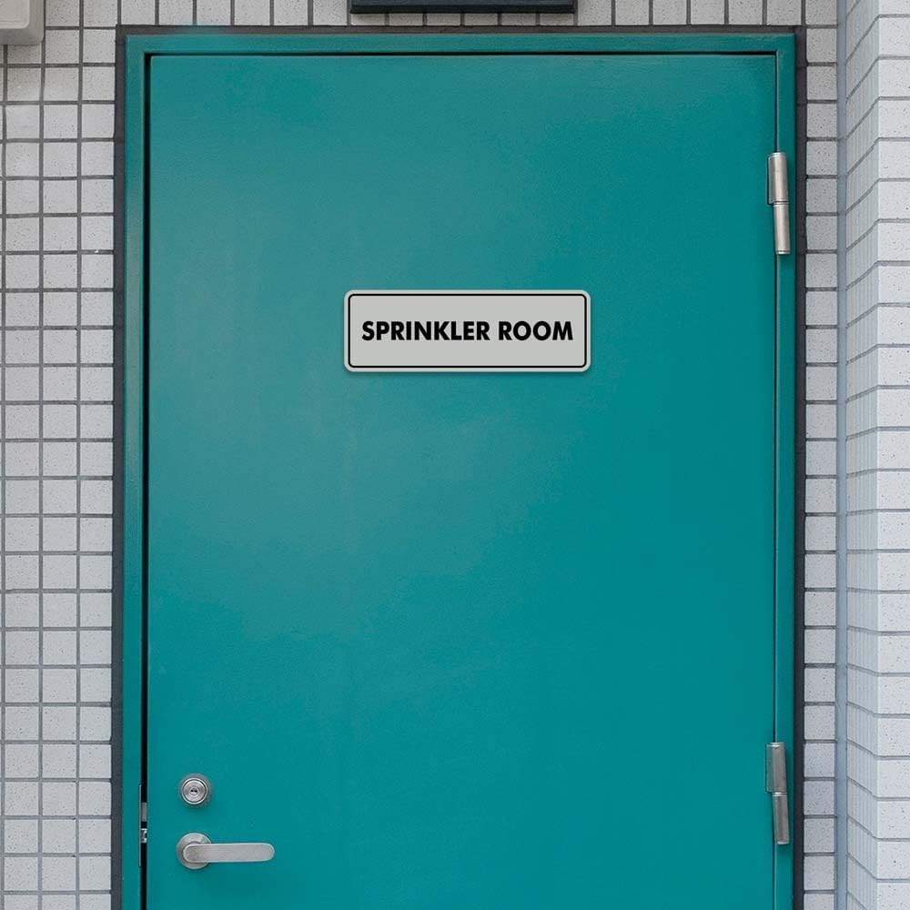 Signs ByLITA Standard Sprinkler Room Sign (Ivory/Dark Brown) - Small 2 Pack