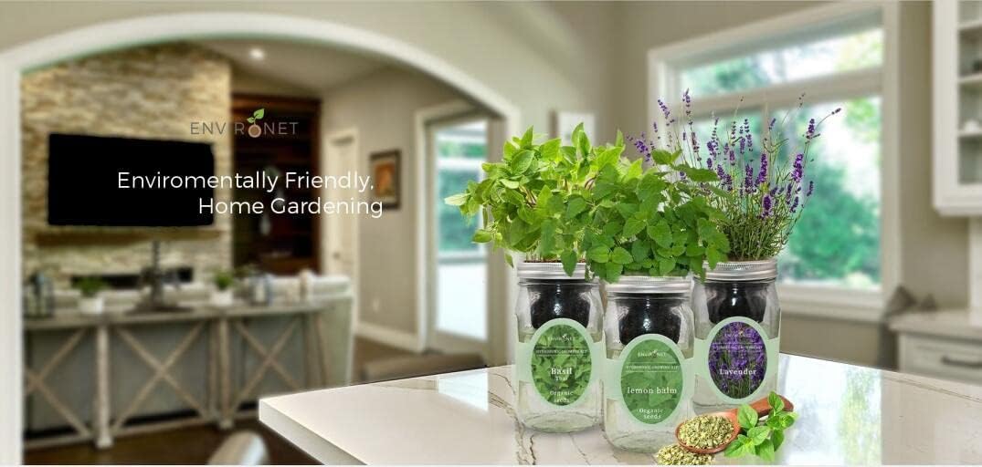 Hydroponic Herb Growing Kit, Self-Watering Mason Jar Herb Garden Starter Kit Indoor, Windowsill Herbs Garden, Grow Your Own Herbs from Organic Seeds (Parsley)