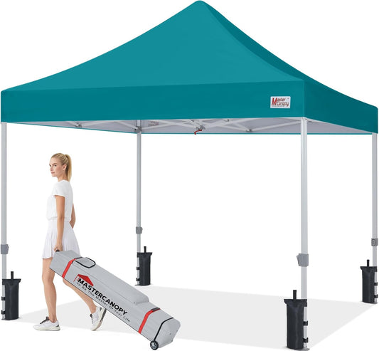 MASTERCANOPY Pop Up Canopy Tent Commercial Grade 10x10 Instant Shelter (Turquoise)