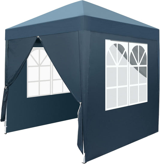 Outvita 6.5x6.5ft Pop Up Canopy Tent, Outdoor Instant Shelter Folding Canopy with 4 Side Walls and Carry Bag for Commercial Events, Party, Backyard BBQ, Camping Blue