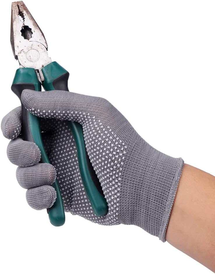 24Pcs Work Gloves Anti-slip Knitted Stretchy Cloth Glove Thin Moist Glove Liners