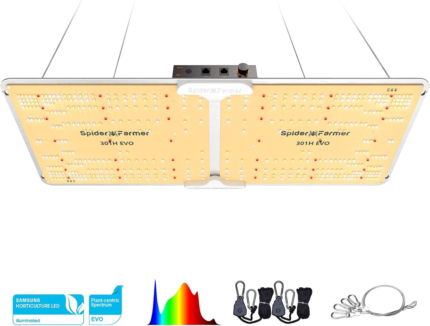 Spider Farmer SF2000, Samsung LM301H EVO Led Grow Light, Full Spectrum Plant Light, 200W Dimmable & High Efficiency & Deeper Penetration Lamps for Seed Starting Vegetables Bloom in 2x4 Grow Tent