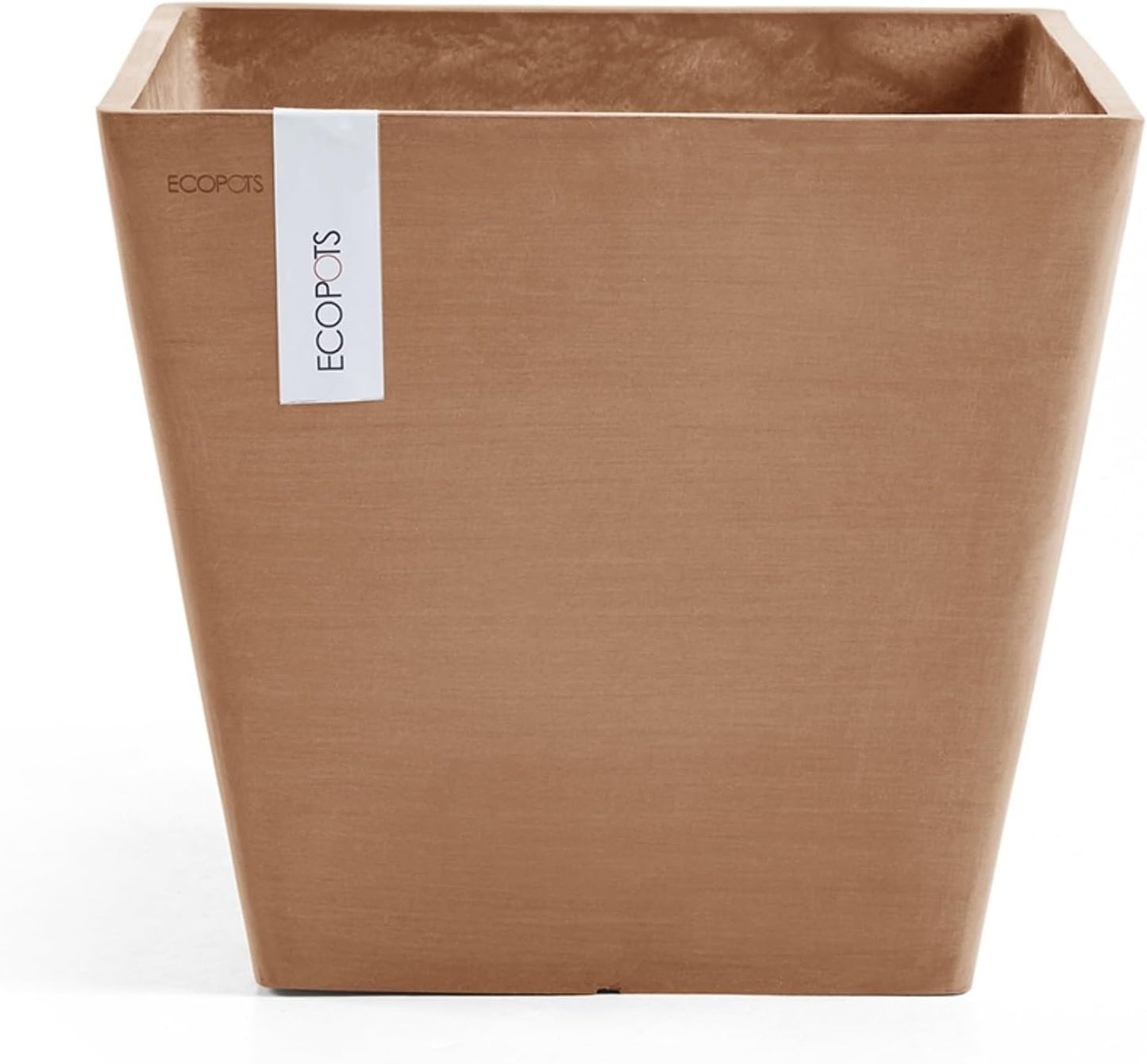 Ecopots Rotterdam Durable Modern Square Indoor/Outdoor Recycled-Based Composite Flower Planter, Terracotta Color, 15.75"