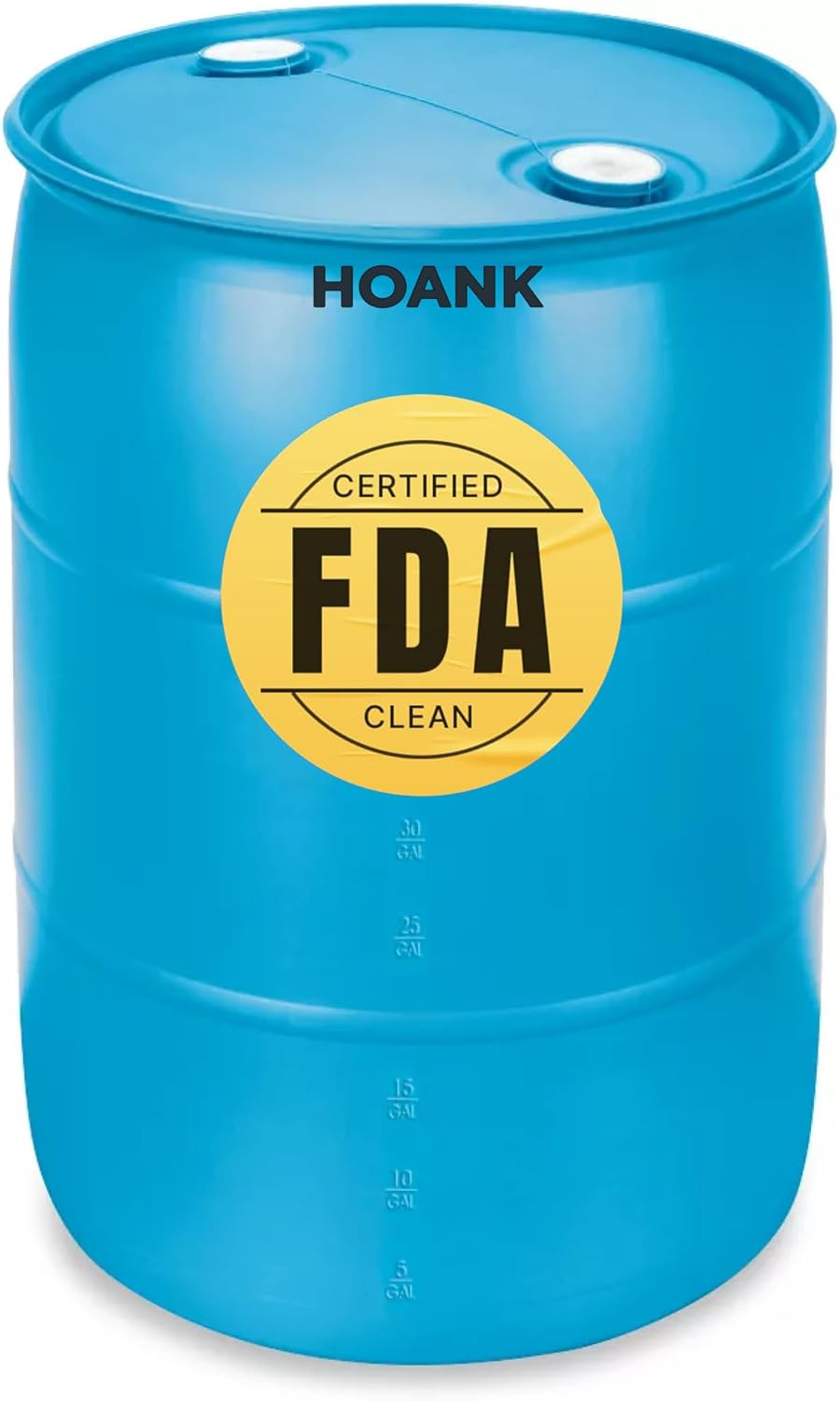 30 Gallon Blue Water Barrel | Solid Mold |2 Inch Bung Holes, Good for Long Term Drinking Water Use | BPA Free. Made in USA