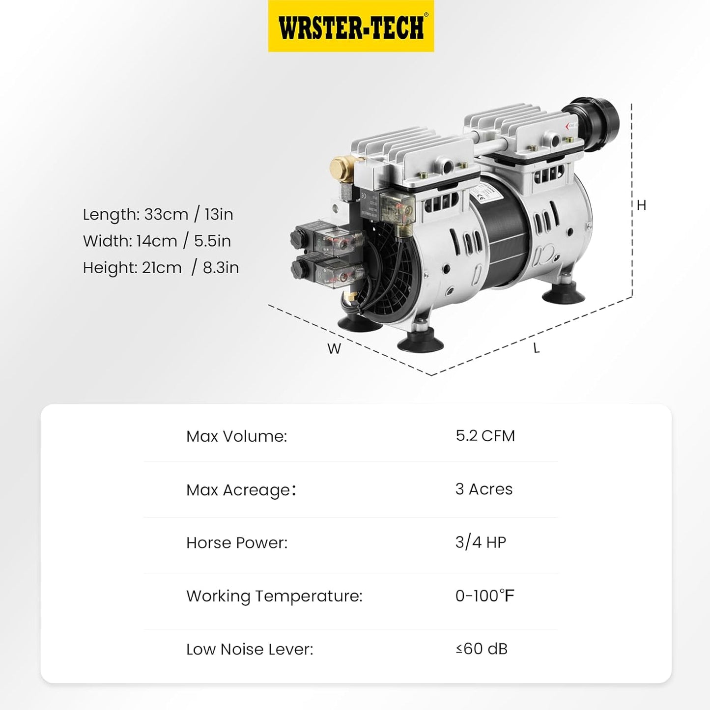 Pond Aerator, 5.2 CFM for Pond and Lakes Up to 3 Acres, 3/4 HP Compressor with Timer, Aeration Pumps for Deep Water Oxygen Circulation
