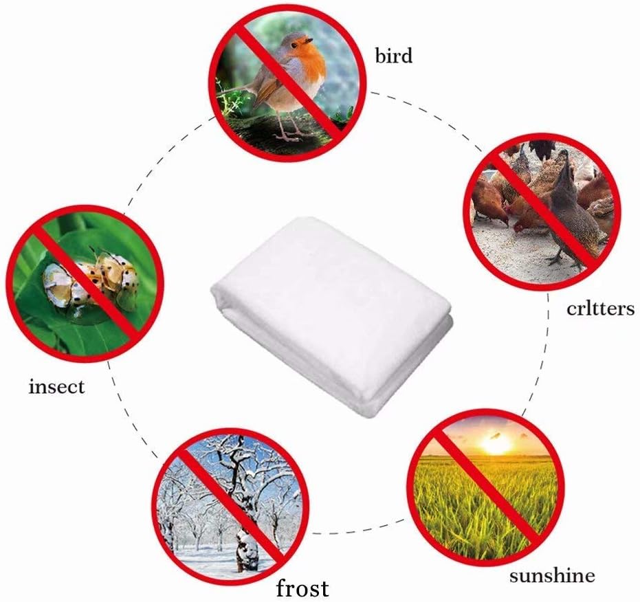 Agfabric Plant Covers Freeze Protection H39 xDia39 0.9oz Freeze Cloths for Plants Plant Frost Protection Covers Drawstring Bags Shrub Jacket,White,2 Pack