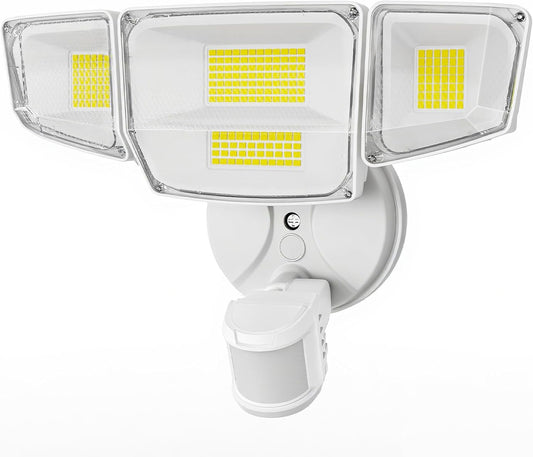 90W 10000LM LED Security Lights Motion Sensor Outdoor Lights, 4 Head Dusk to Dawn, 6500K Daylight Flood Lights Outdoor Motion Sensor, IP65 Waterproof, Motion Light for Outside, Garage, Yard, Porch