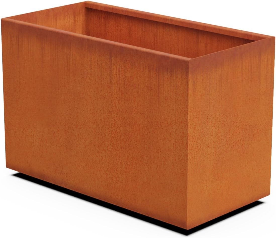 Tall Corten Steel Planter Box – 36x24 Inch Large Rectangular Planter for Outdoor Patios & Gardens | Heavy Duty Metal | Made in USA, Fully Assembled