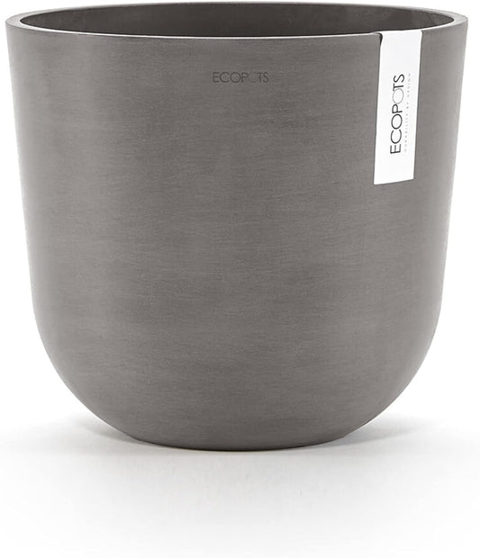 Ecopots Oslo Durable Modern Round Indoor/Outdoor Recycled-Based Composite Flower Pot Planter, Taupe, 10"