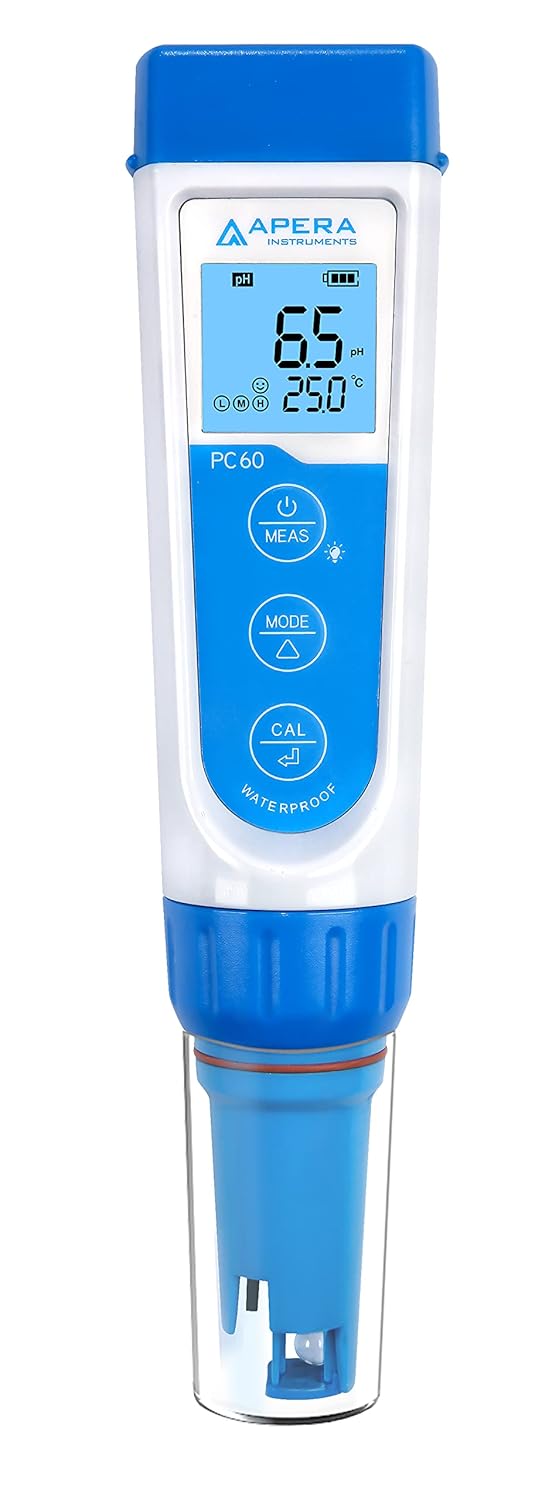 Apera InstrumentsAPERA Instruments AI316 Premium Series PC60 5-in-1 Waterproof pH/EC (Conductivity) & AI1113 pH Calibration Buffer Solution Kit (7.00, 4.00), 8 oz.